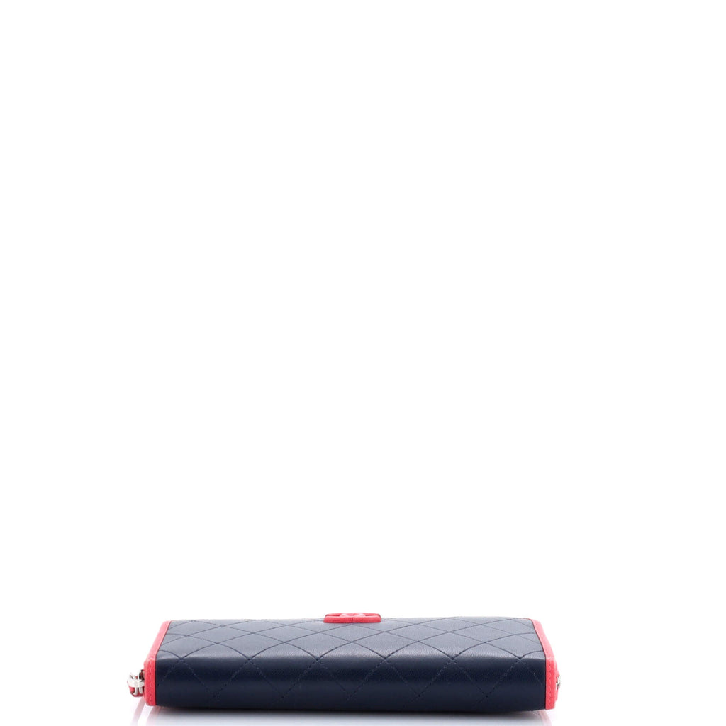 Chanel CC Zip Around Wallet Stitched Lambskin Long