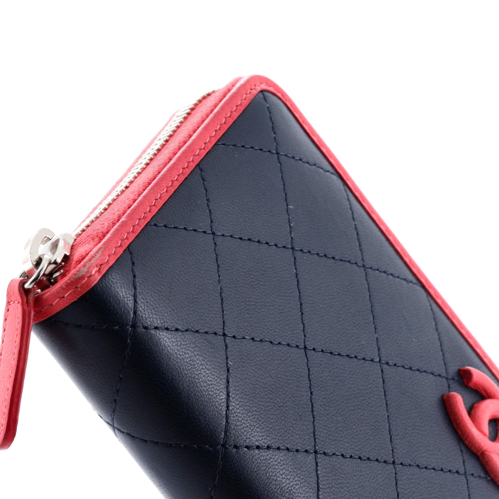 Chanel CC Zip Around Wallet Stitched Lambskin Long