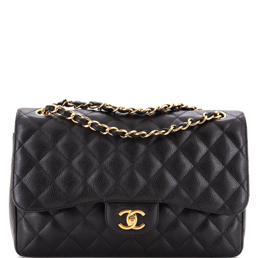 Chanel Classic Double Flap Bag Quilted Caviar Jumbo