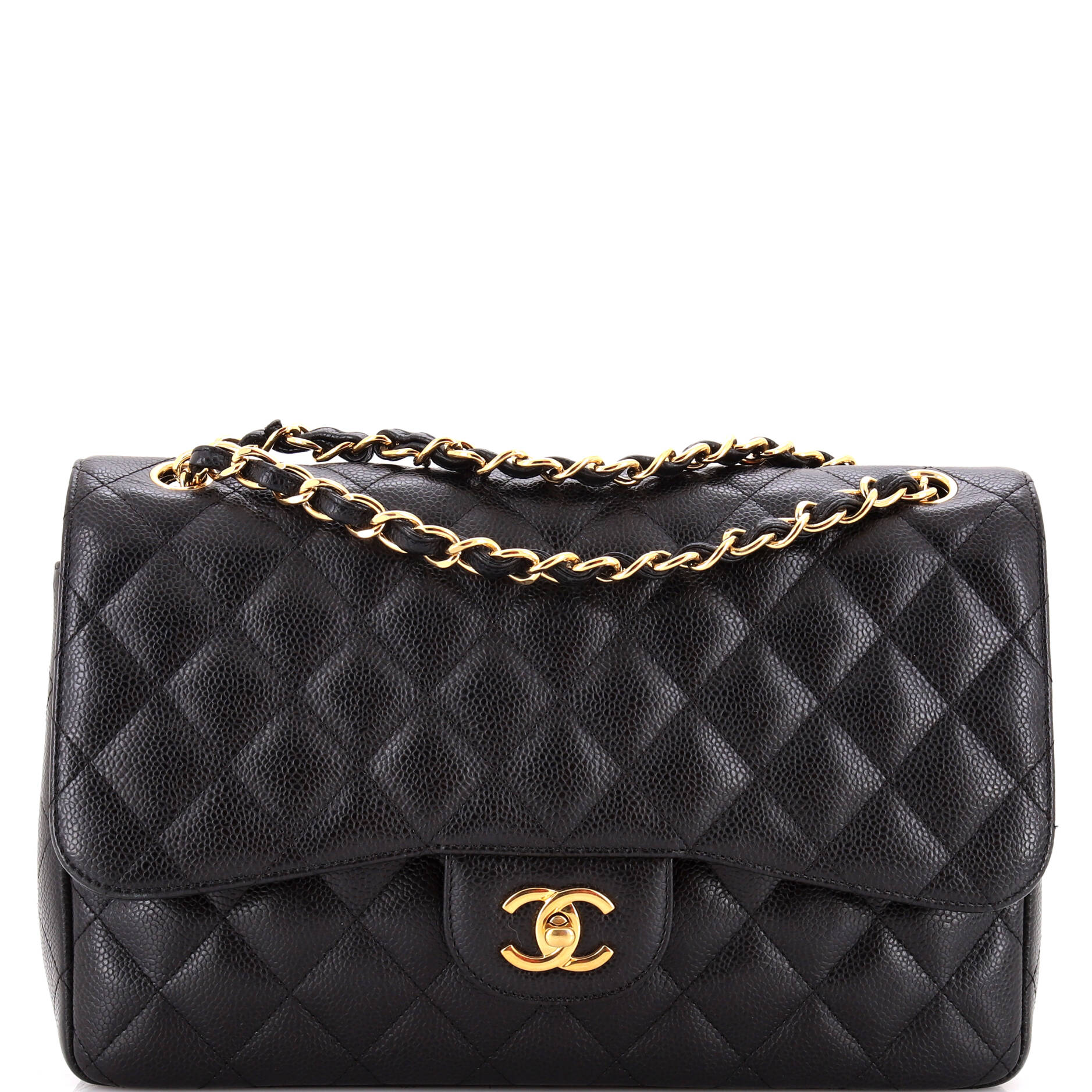 Chanel Classic Double Flap Bag Quilted Caviar Jumbo