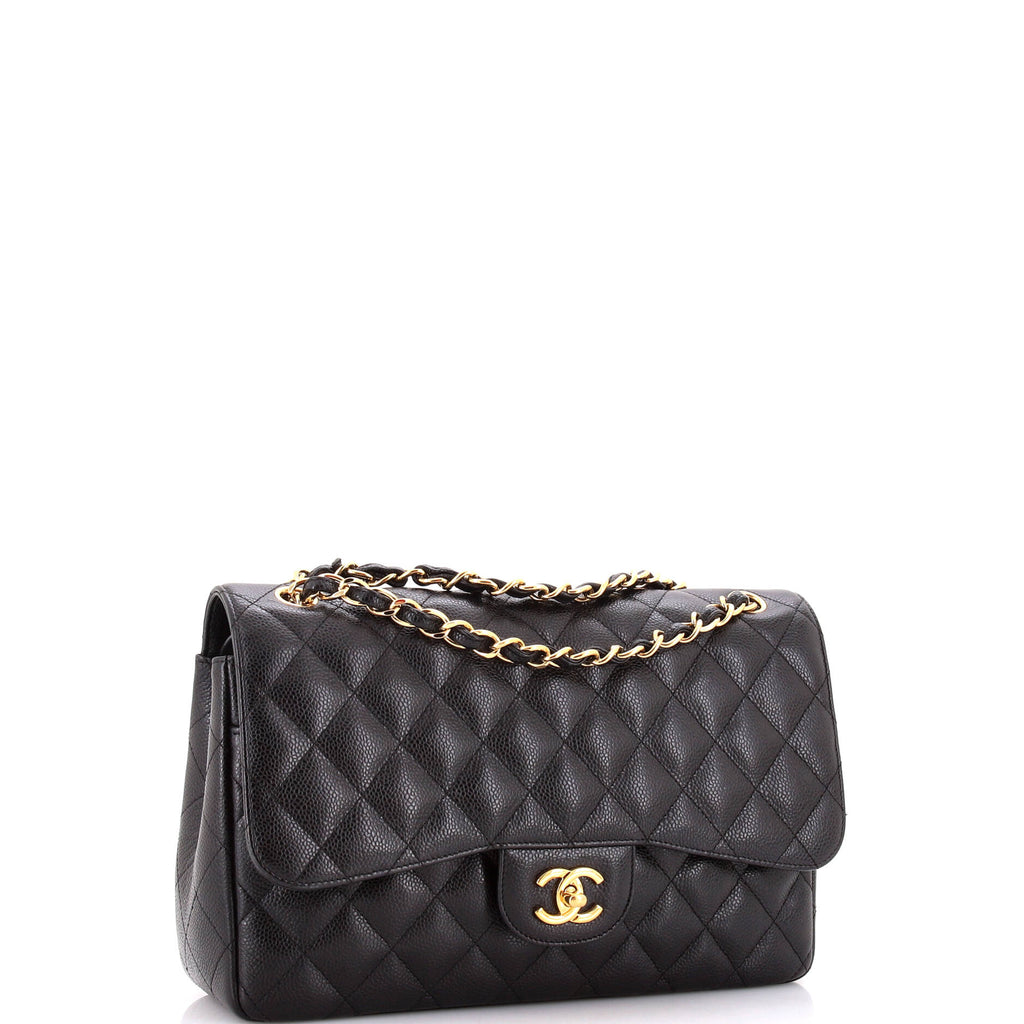 Chanel Classic Double Flap Bag Quilted Caviar Jumbo