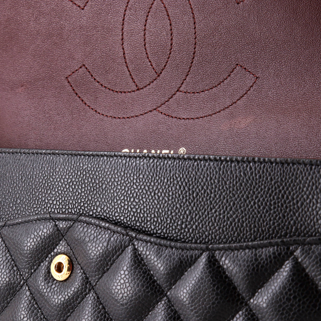 Chanel Classic Double Flap Bag Quilted Caviar Jumbo