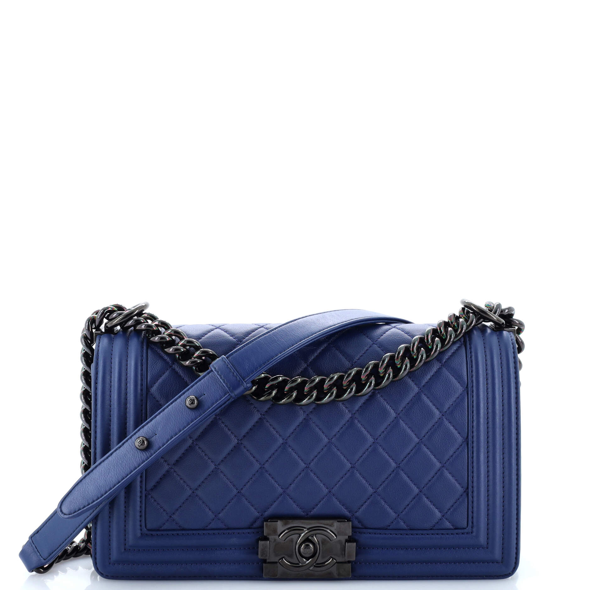 Chanel Boy Flap Bag Quilted Lambskin Old Medium