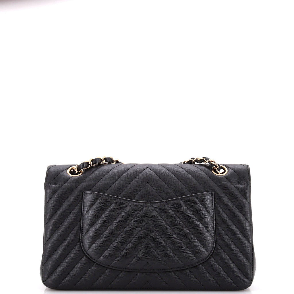 Chanel Classic Double Flap Bag Chevron Caviar Medium
