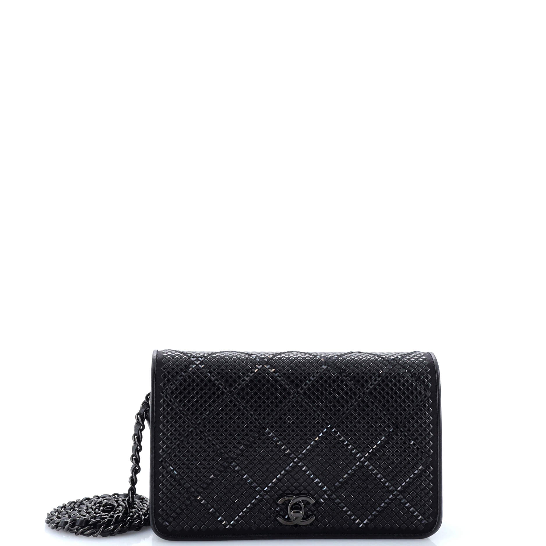 Chanel Turnlock CC Wallet on Chain Strass Embellished Satin