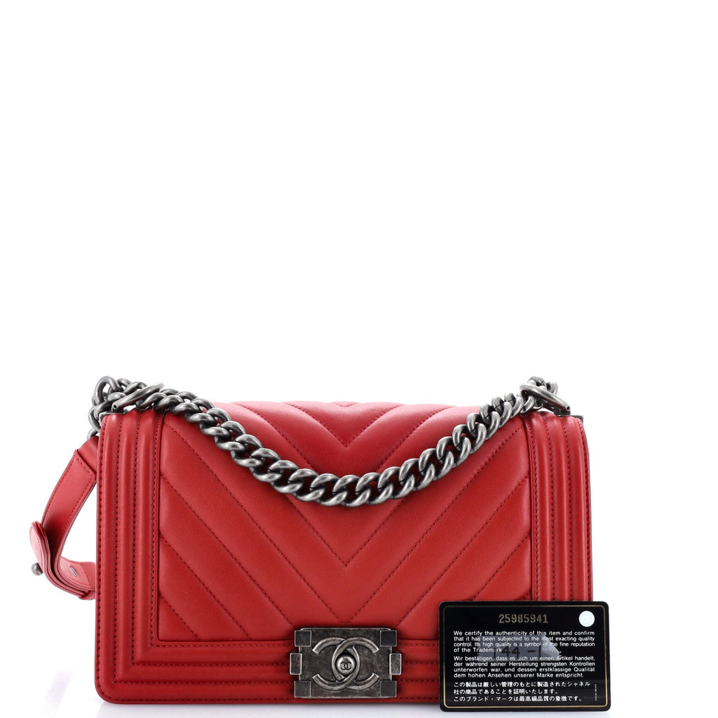 Chanel Boy Flap Bag Chevron Lambskin Old Medium