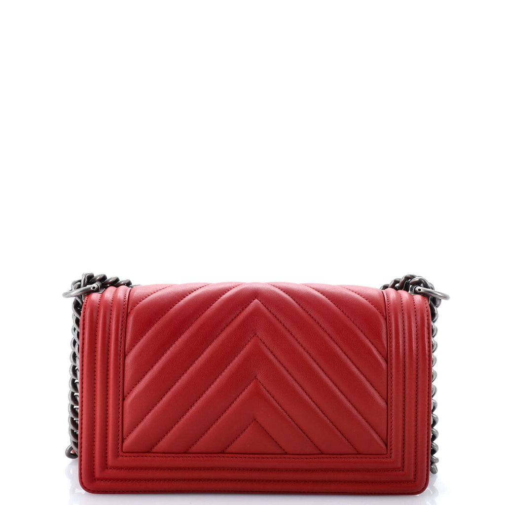 Chanel Boy Flap Bag Chevron Lambskin Old Medium