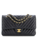 Chanel Classic Double Flap Bag Chevron Iridescent Crumpled Calfskin Medium