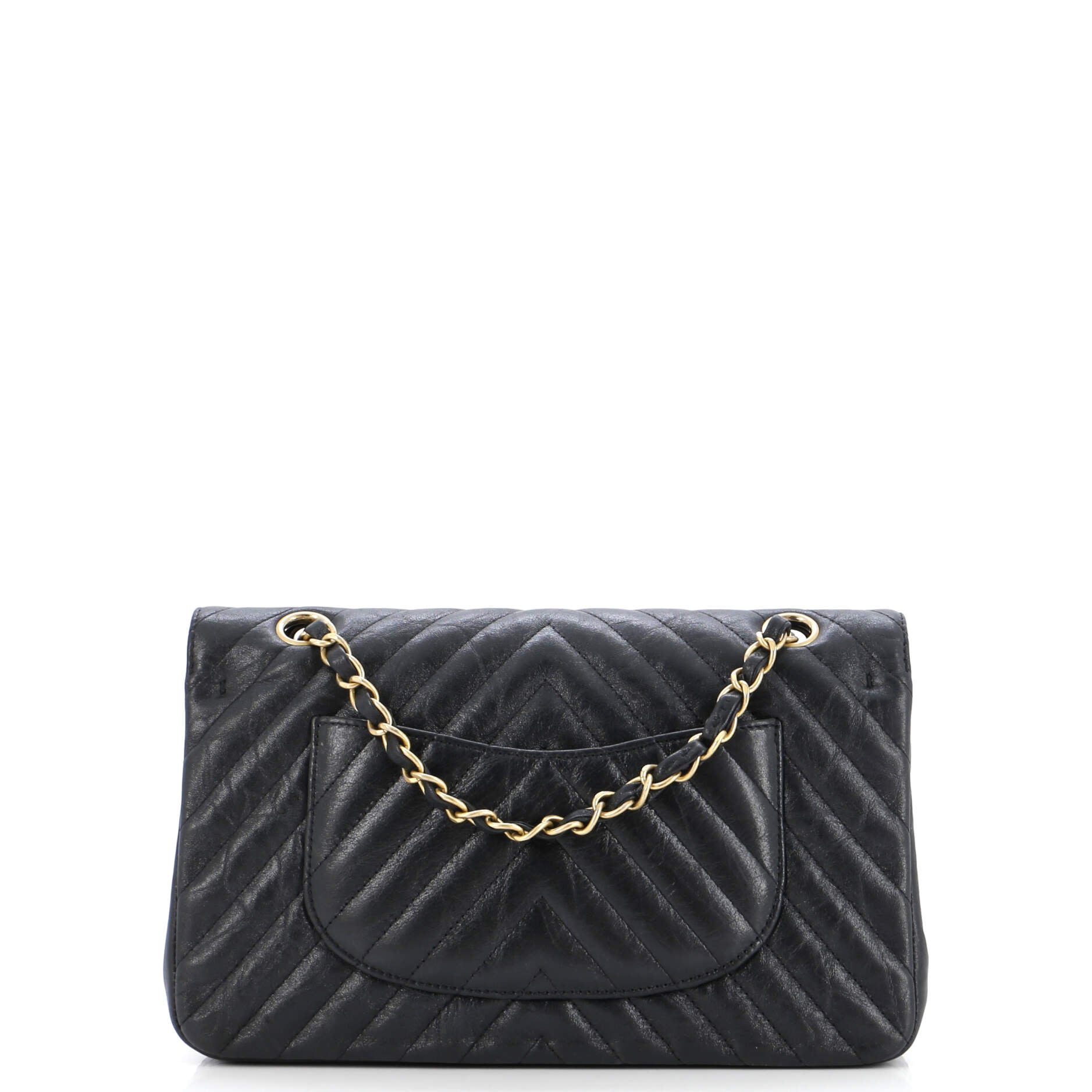 Chanel Classic Double Flap Bag Chevron Iridescent Crumpled Calfskin Medium