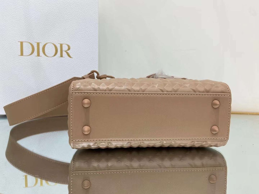Dior MeDiorum Lady Bag Cannage with Beaded Motif, Brown, For Women Women’s Handbags, Crossbody Bags, 20cm CD