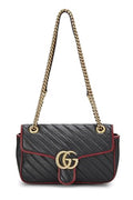 Gucci,  Black Leather Torchon Marmont Shoulder Bag Small, Multi