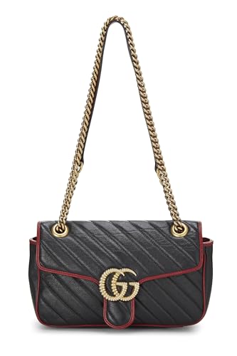 Gucci,  Black Leather Torchon Marmont Shoulder Bag Small, Multi