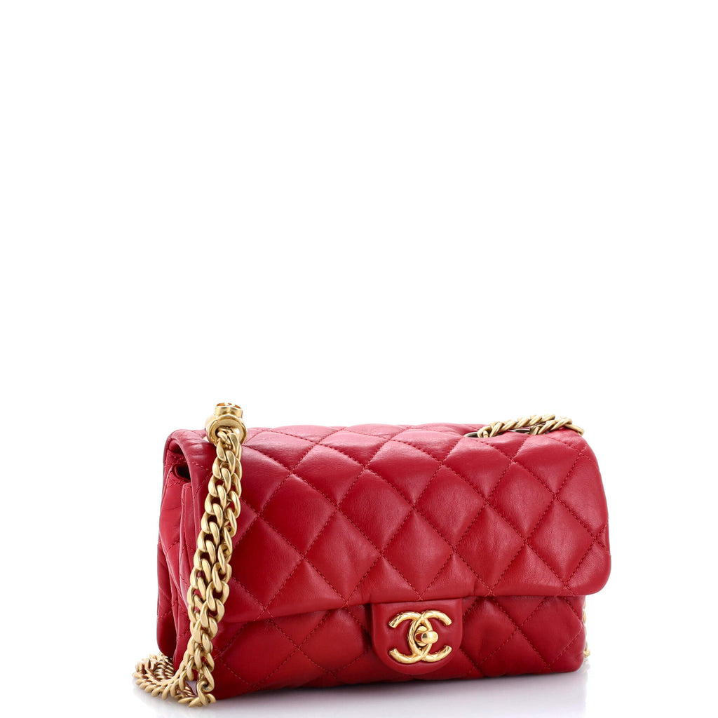 Chanel All Slide Long Flap Bag Quilted Lambskin Small
