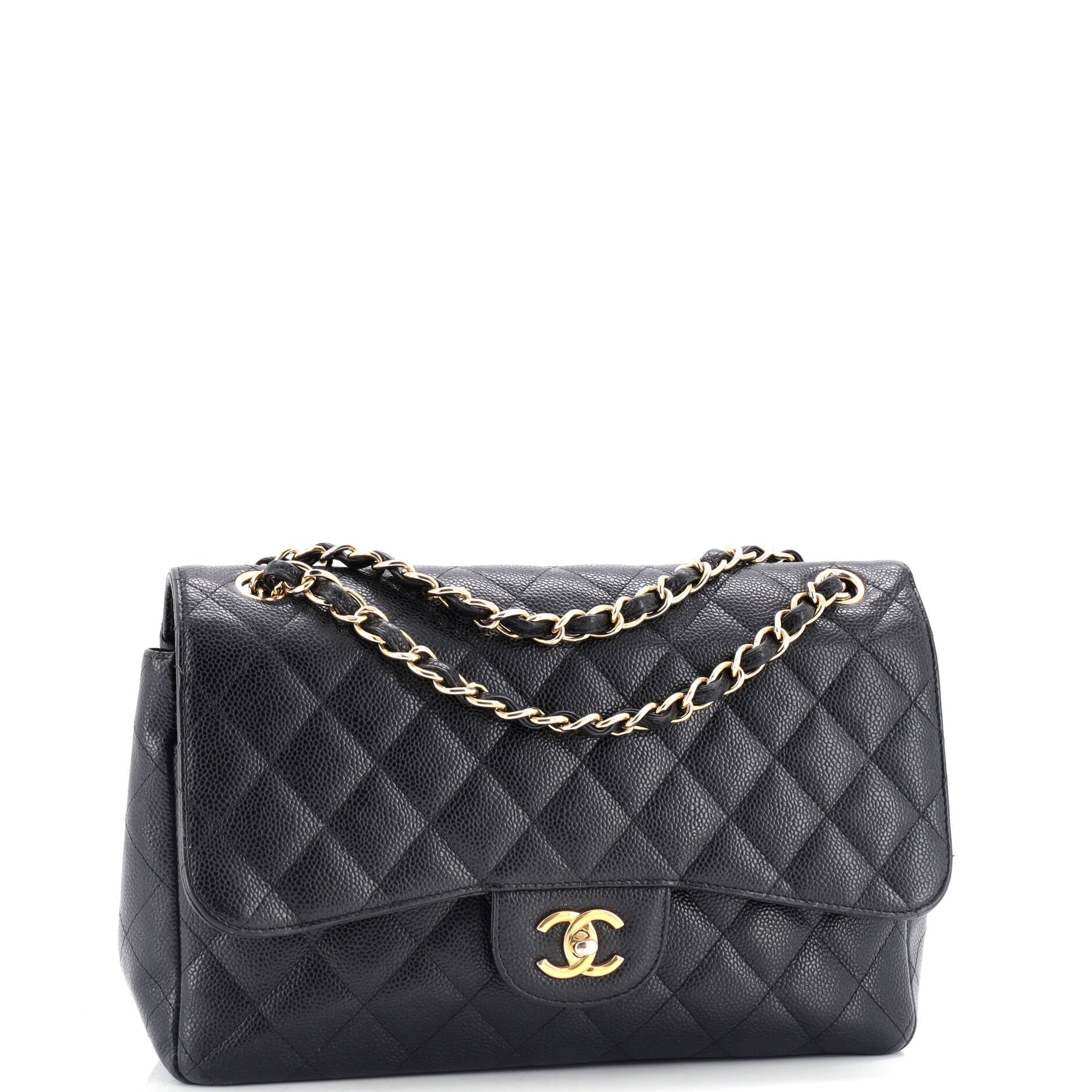 Chanel Classic Double Flap Bag Quilted Caviar Jumbo