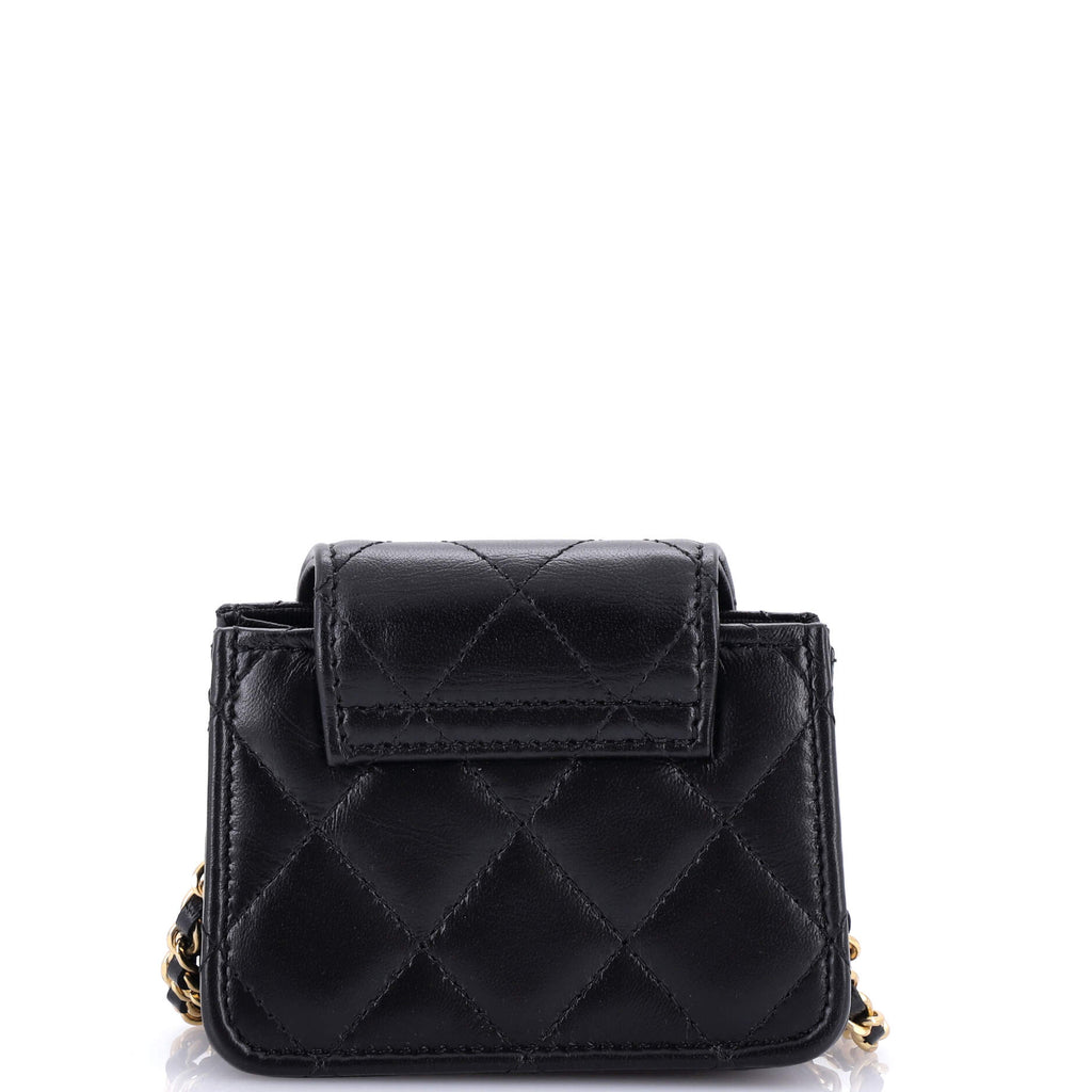 Chanel CC Accordion Round Flap Clutch with Chain Quilted Lambskin Mini