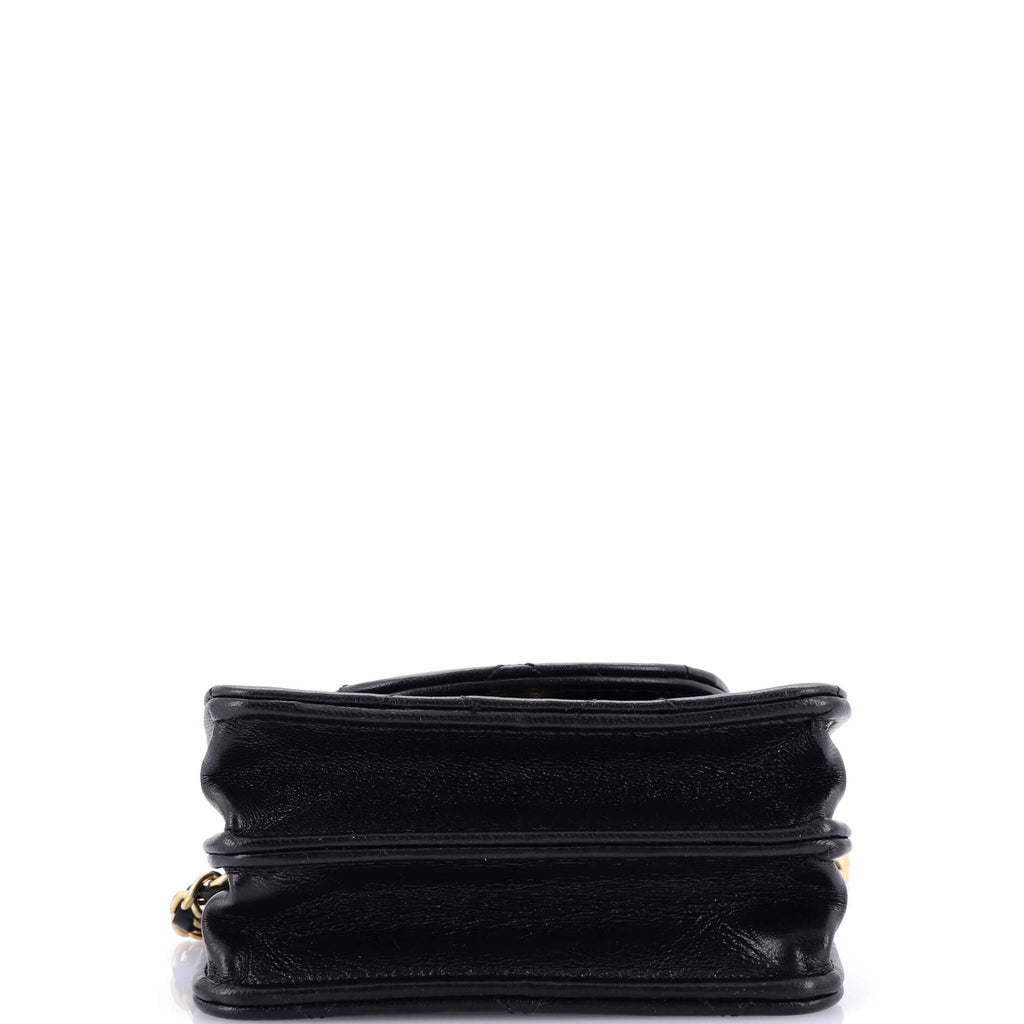 Chanel CC Accordion Round Flap Clutch with Chain Quilted Lambskin Mini