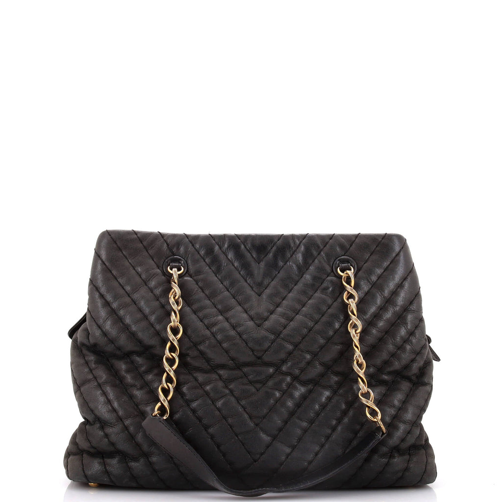 Chanel Surpique CC Charm Tote Chevron Calfskin Large