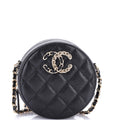 Chanel French New Wave Round Clutch with Chain Quilted Caviar