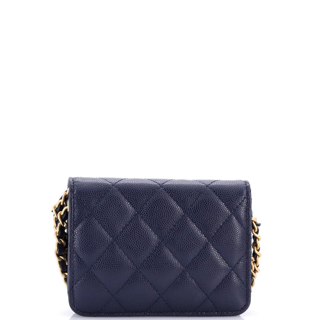 Chanel Twist Your Buttons Flap Coin Purse with Chain Quilted Shiny Caviar