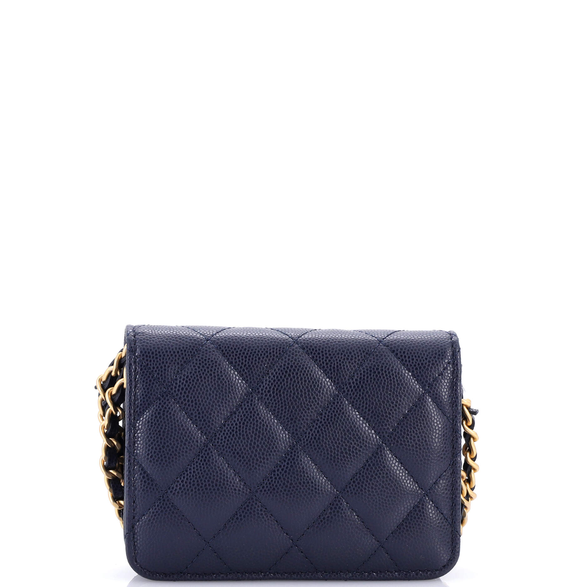 Chanel Twist Your Buttons Flap Coin Purse with Chain Quilted Shiny Caviar