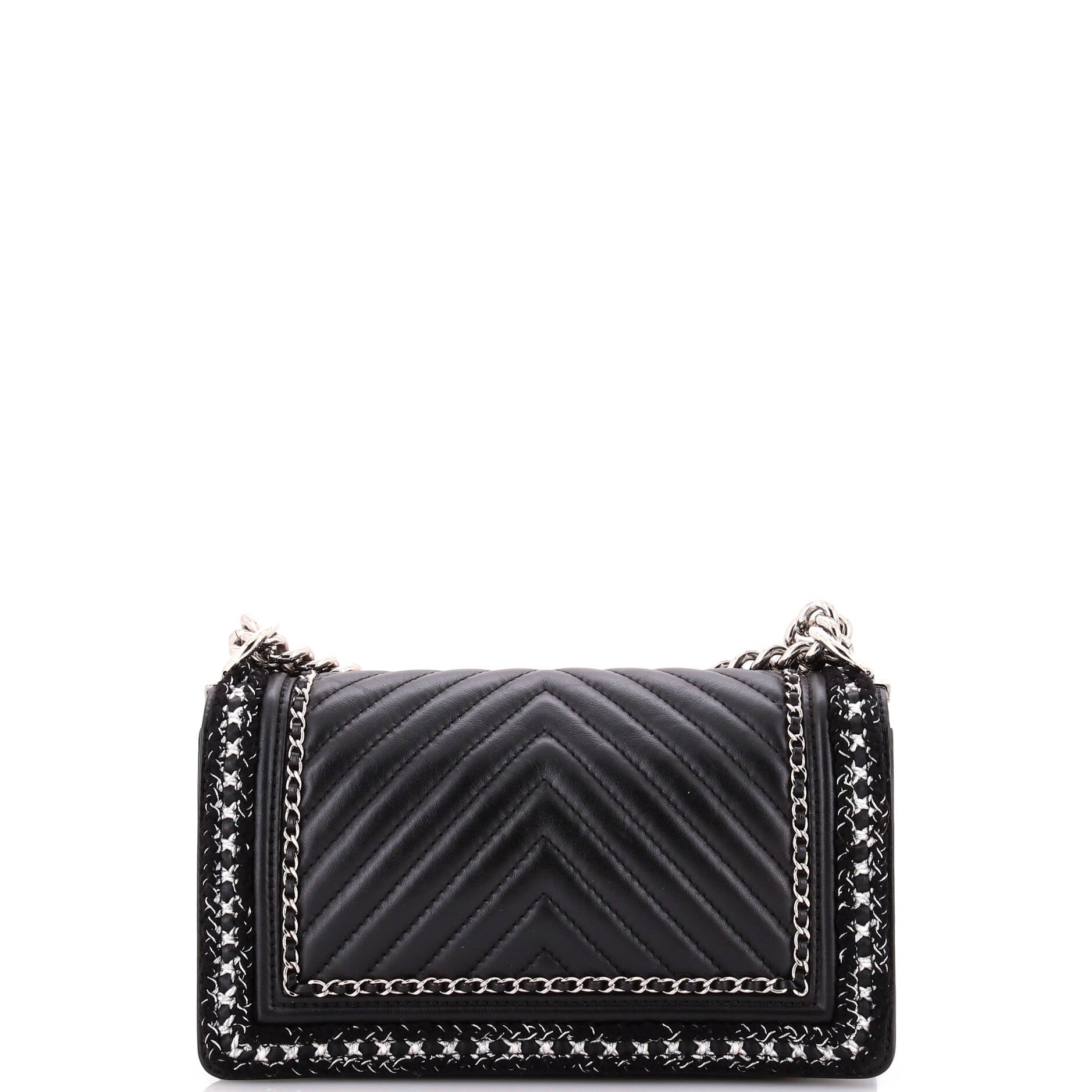 Chanel Jacket Boy Flap Bag Chevron Calfskin with Tweed Old Medium