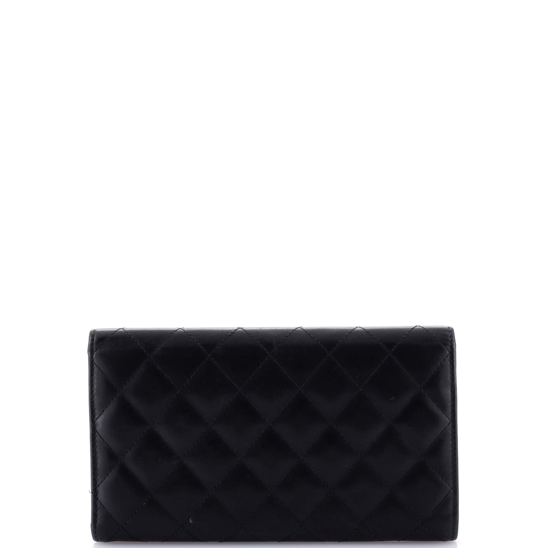 Chanel Cambon Trifold Wallet Quilted Lambskin Long