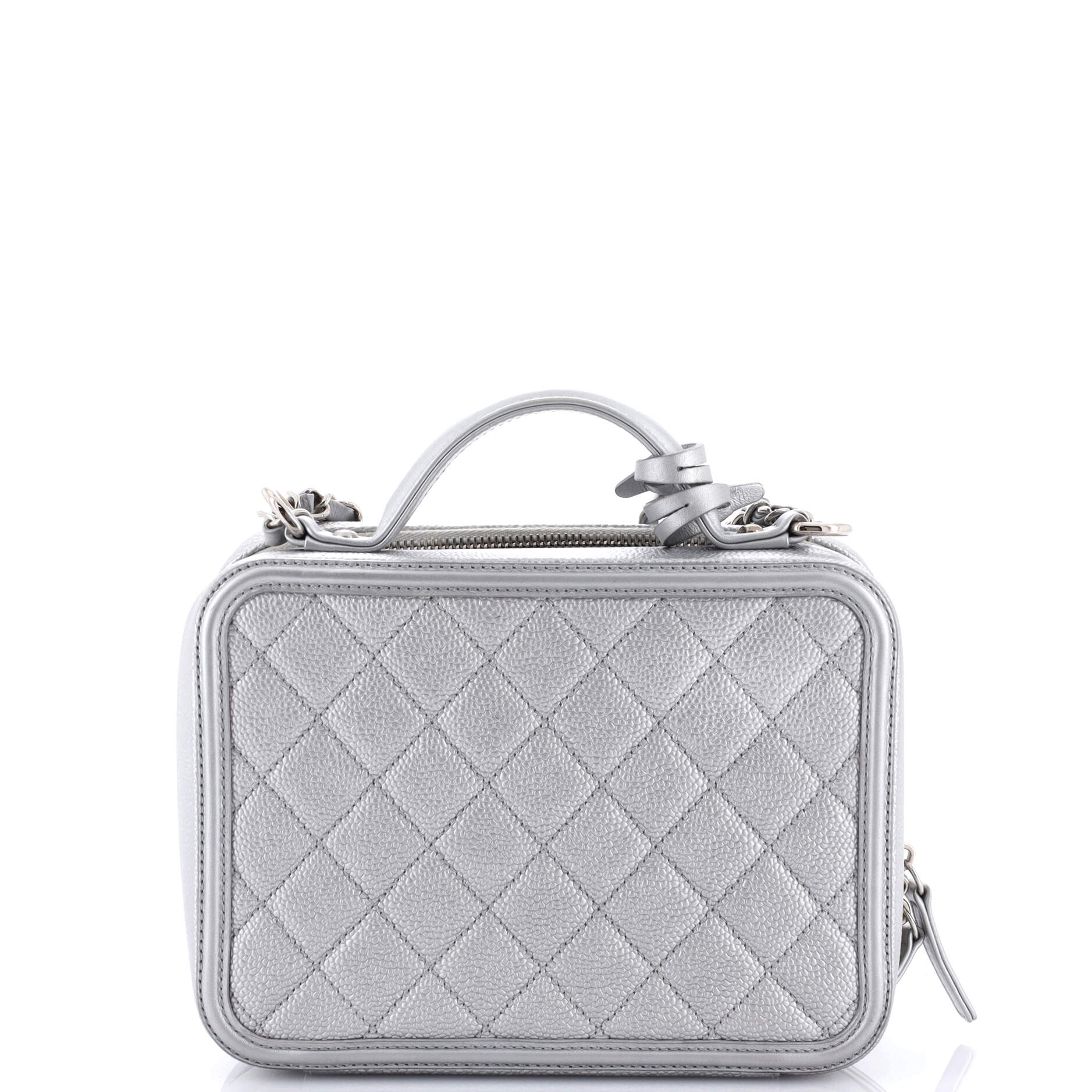 Chanel Filigree Vanity Case Quilted Metallic Caviar Medium