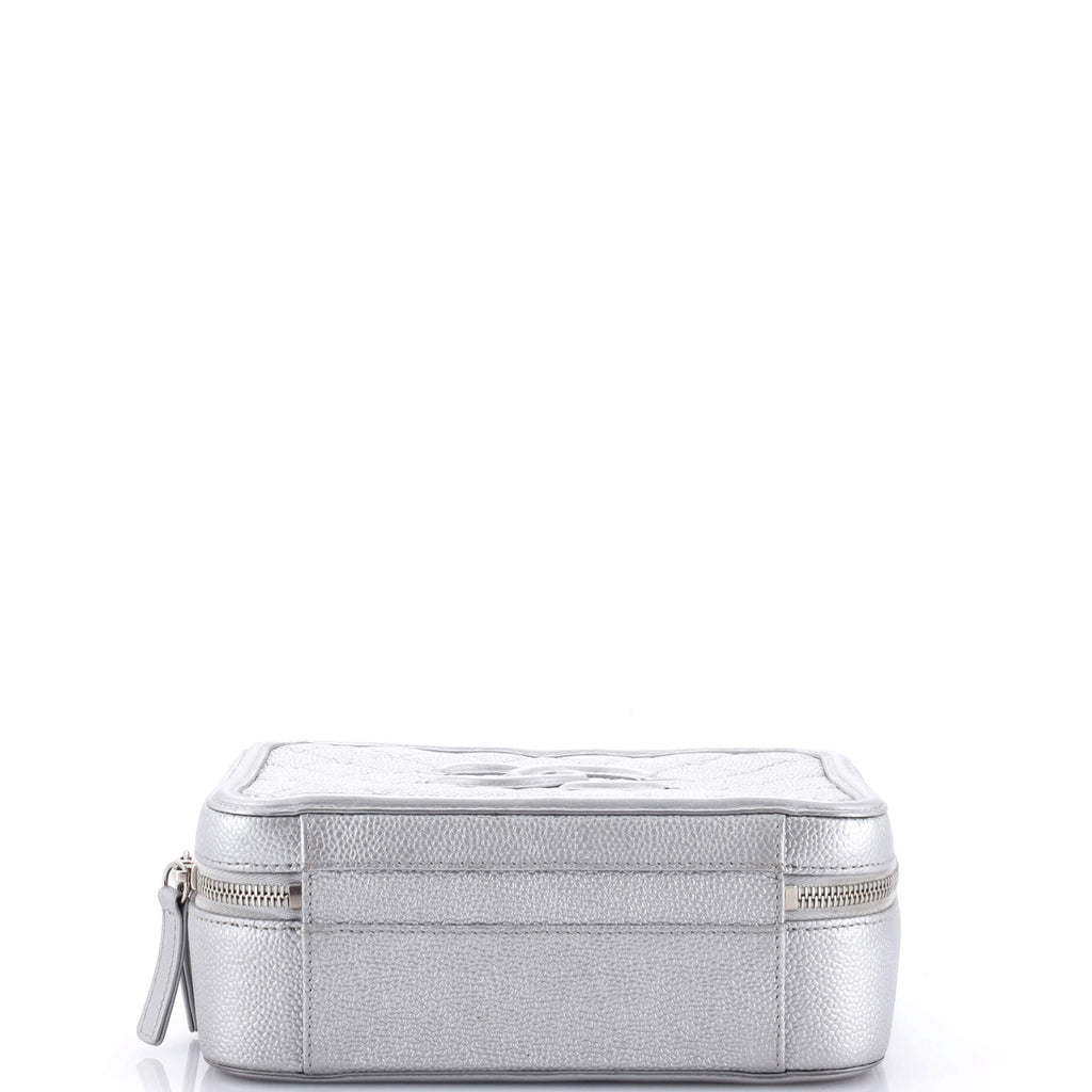 Chanel Filigree Vanity Case Quilted Metallic Caviar Medium