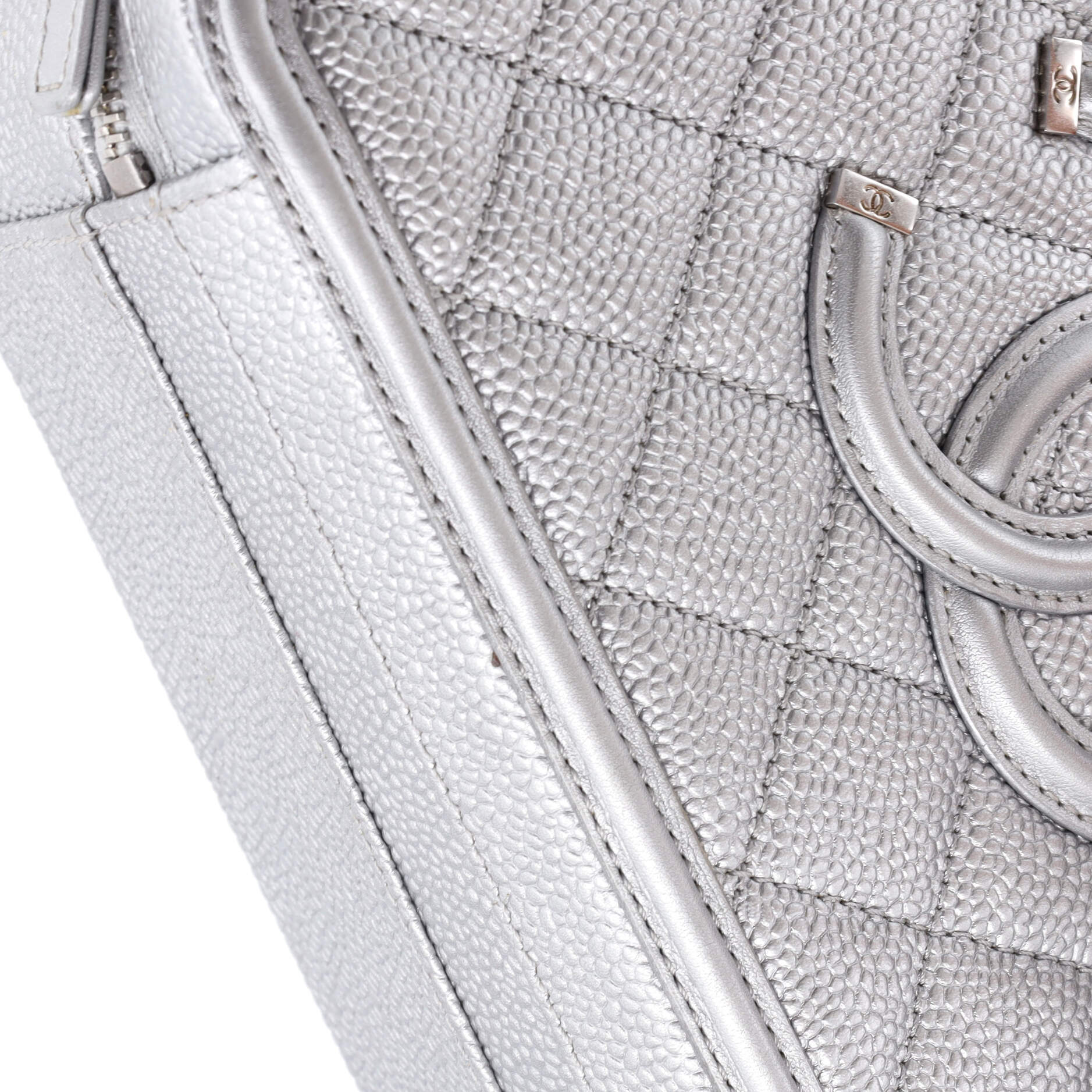 Chanel Filigree Vanity Case Quilted Metallic Caviar Medium