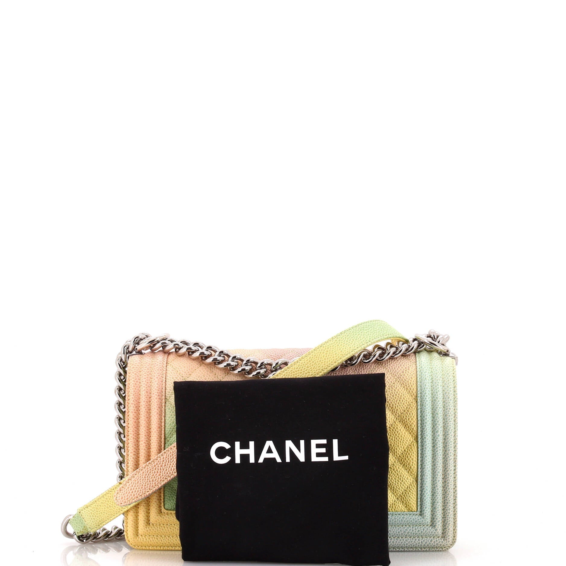 Chanel Rainbow Boy Flap Bag Quilted Painted Caviar Old Medium