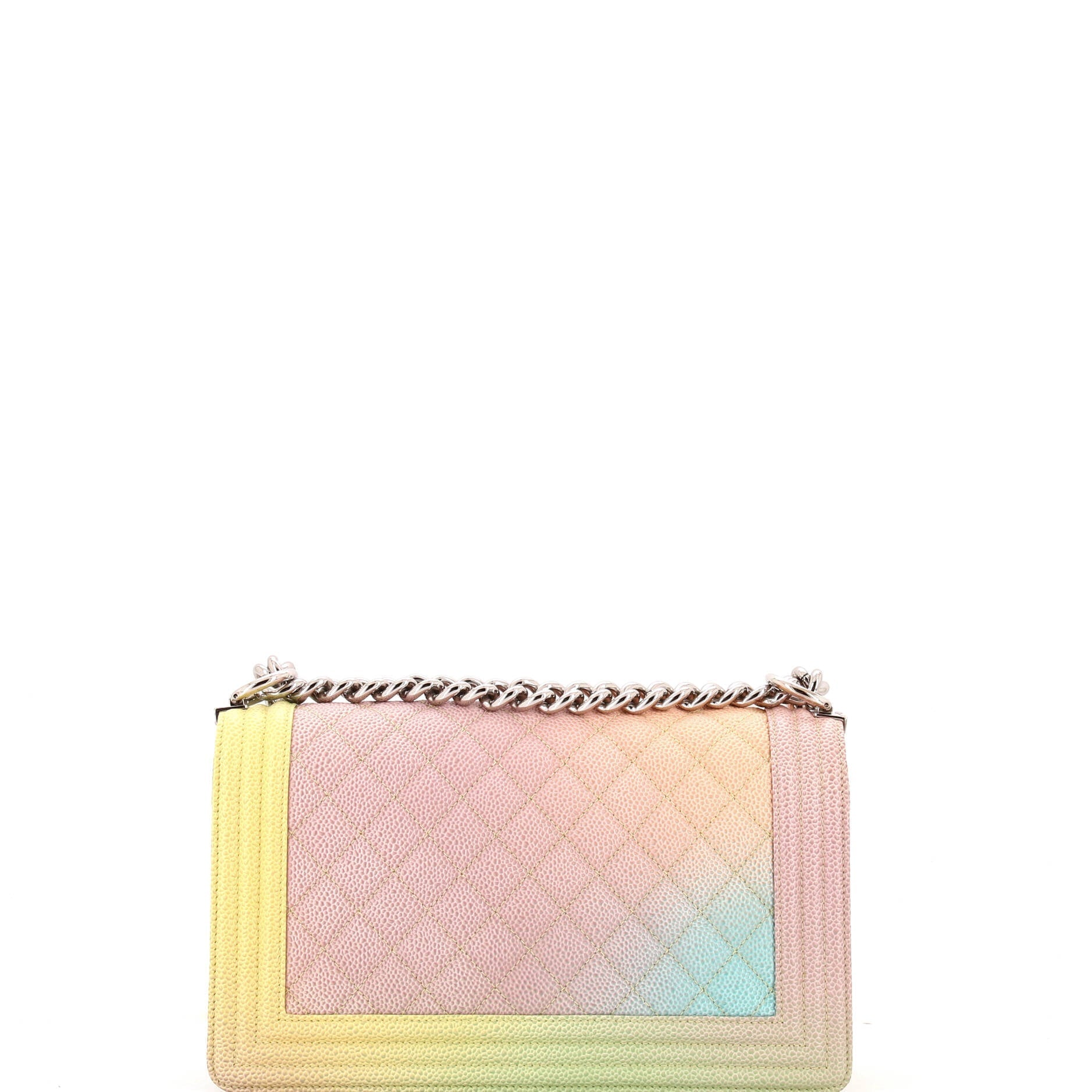 Chanel Rainbow Boy Flap Bag Quilted Painted Caviar Old Medium