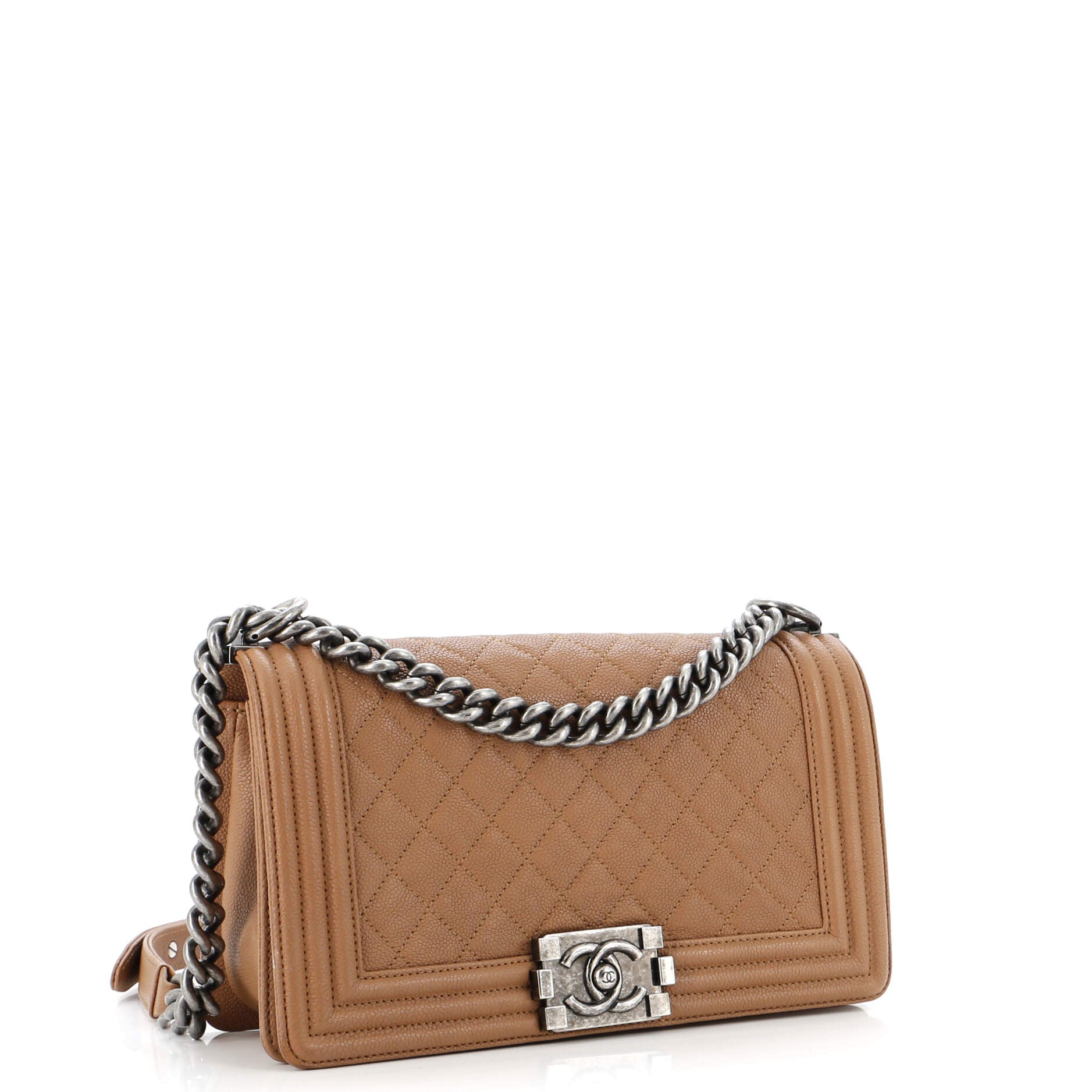 Chanel Boy Flap Bag Quilted Caviar Old Medium