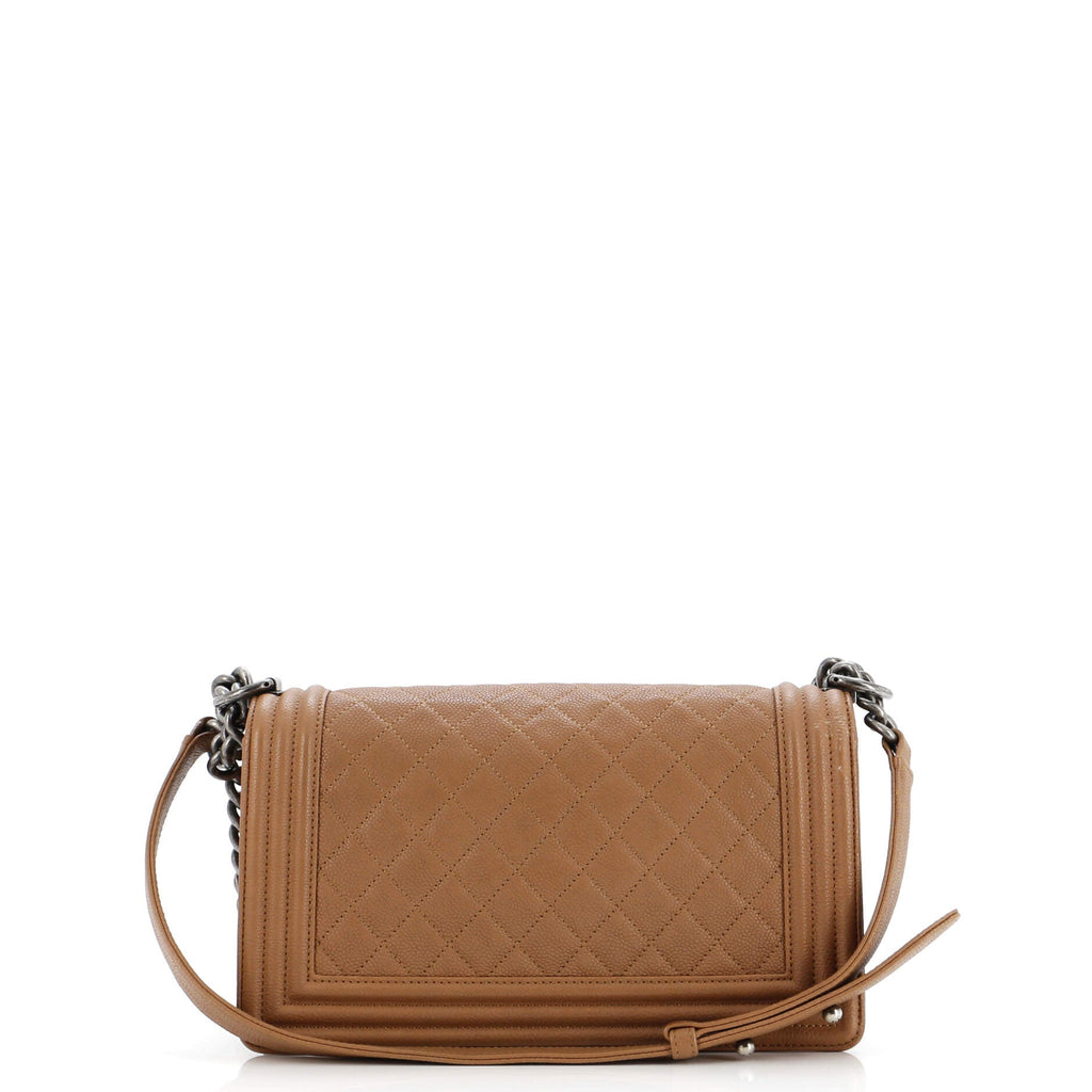 Chanel Boy Flap Bag Quilted Caviar Old Medium