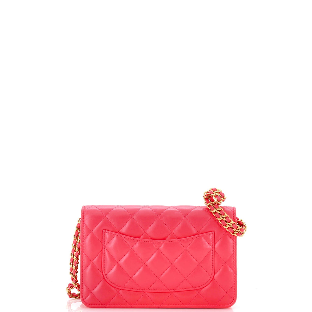Chanel Double Chain CC Wallet on Chain Quilted Shiny Calfskin