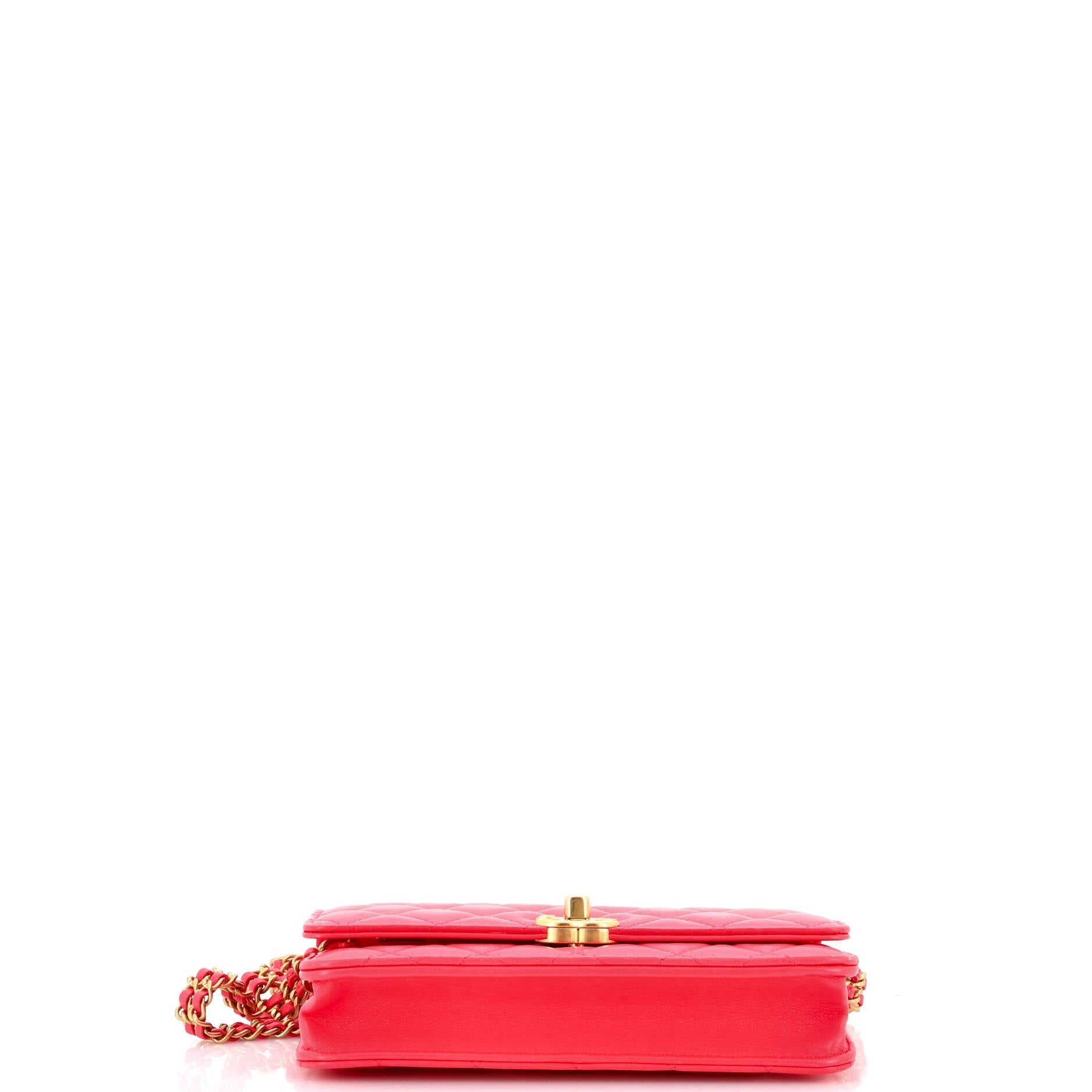 Chanel Double Chain CC Wallet on Chain Quilted Shiny Calfskin