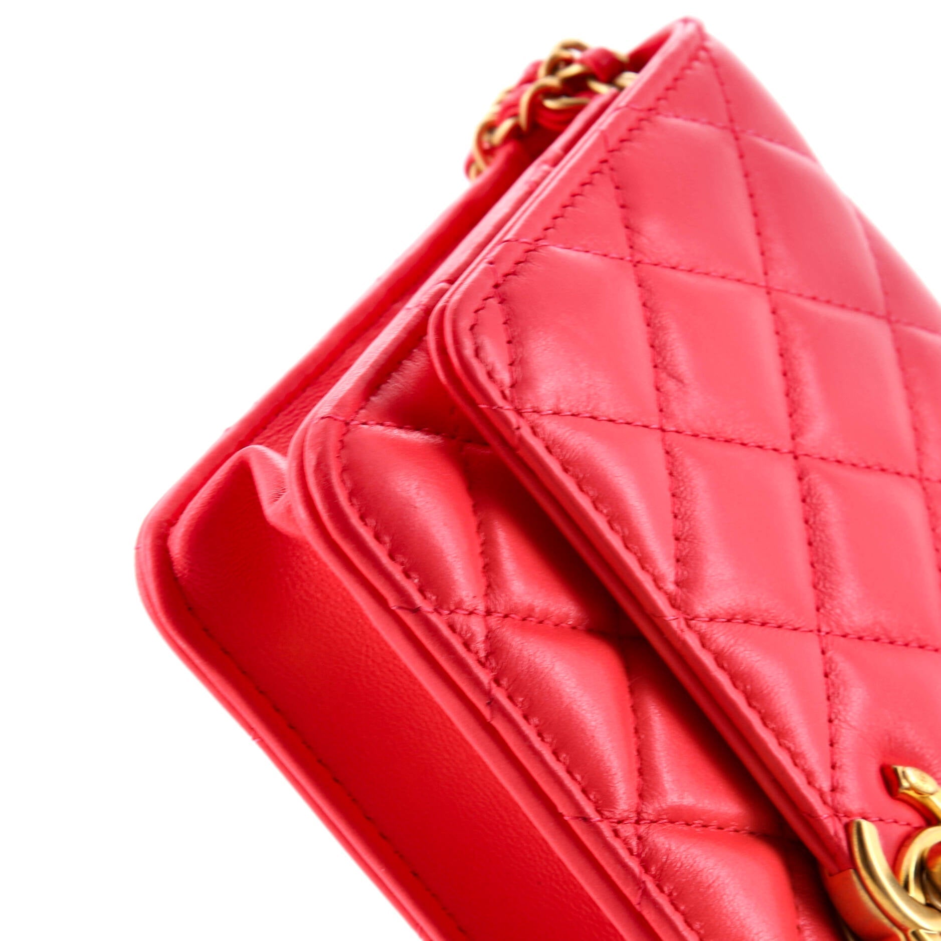 Chanel Double Chain CC Wallet on Chain Quilted Shiny Calfskin