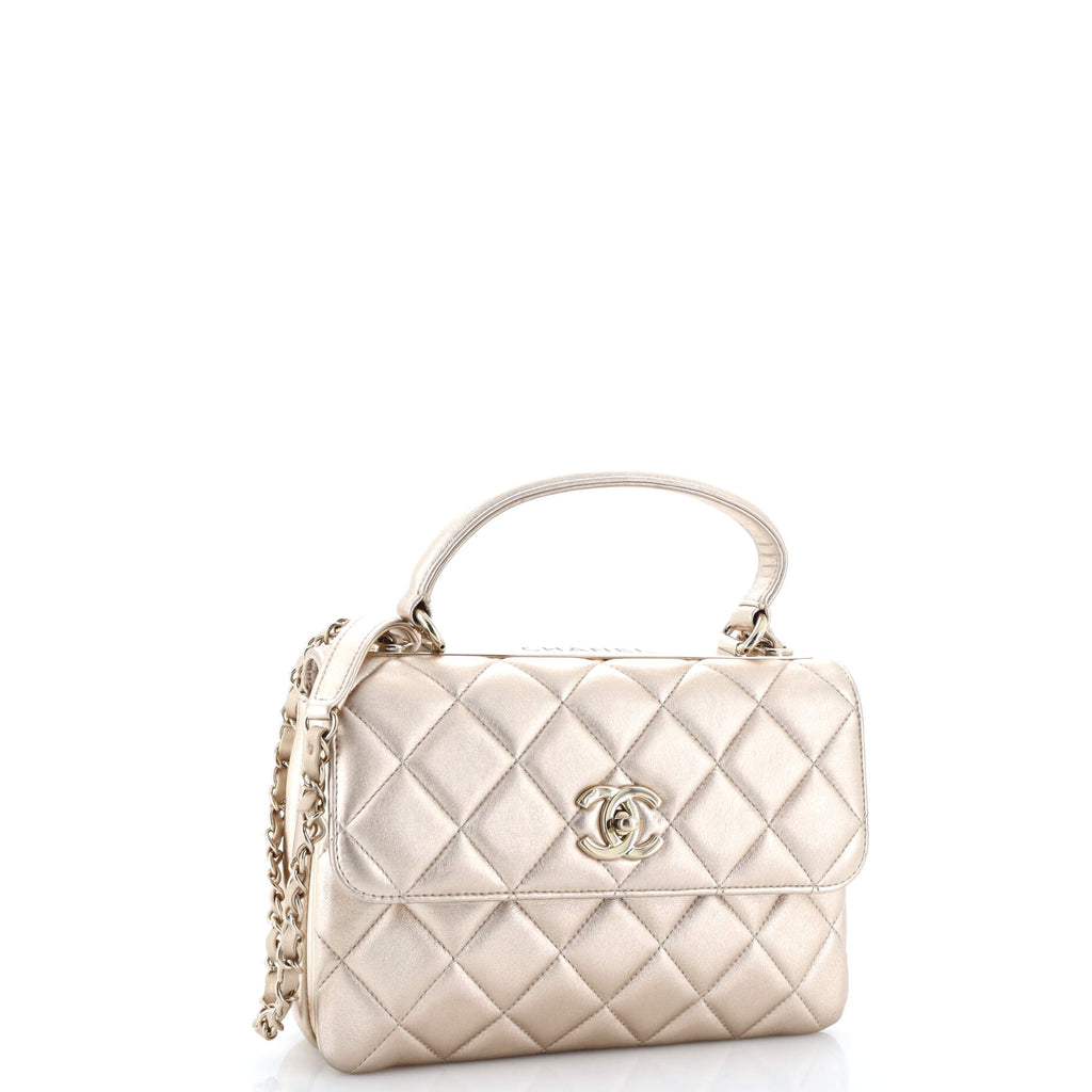 Chanel Trendy CC Top Handle Bag Quilted Metallic Lambskin Small