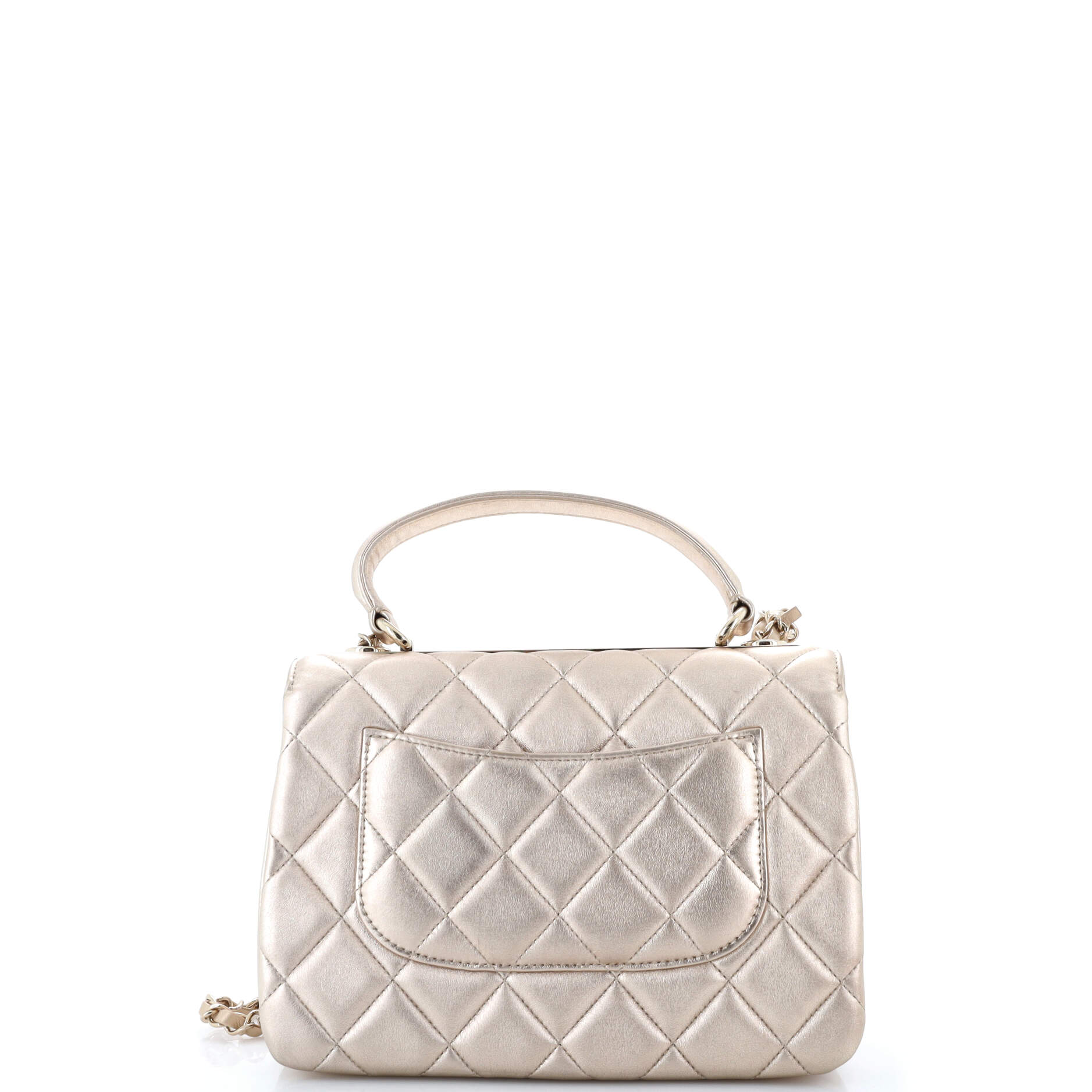 Chanel Trendy CC Top Handle Bag Quilted Metallic Lambskin Small