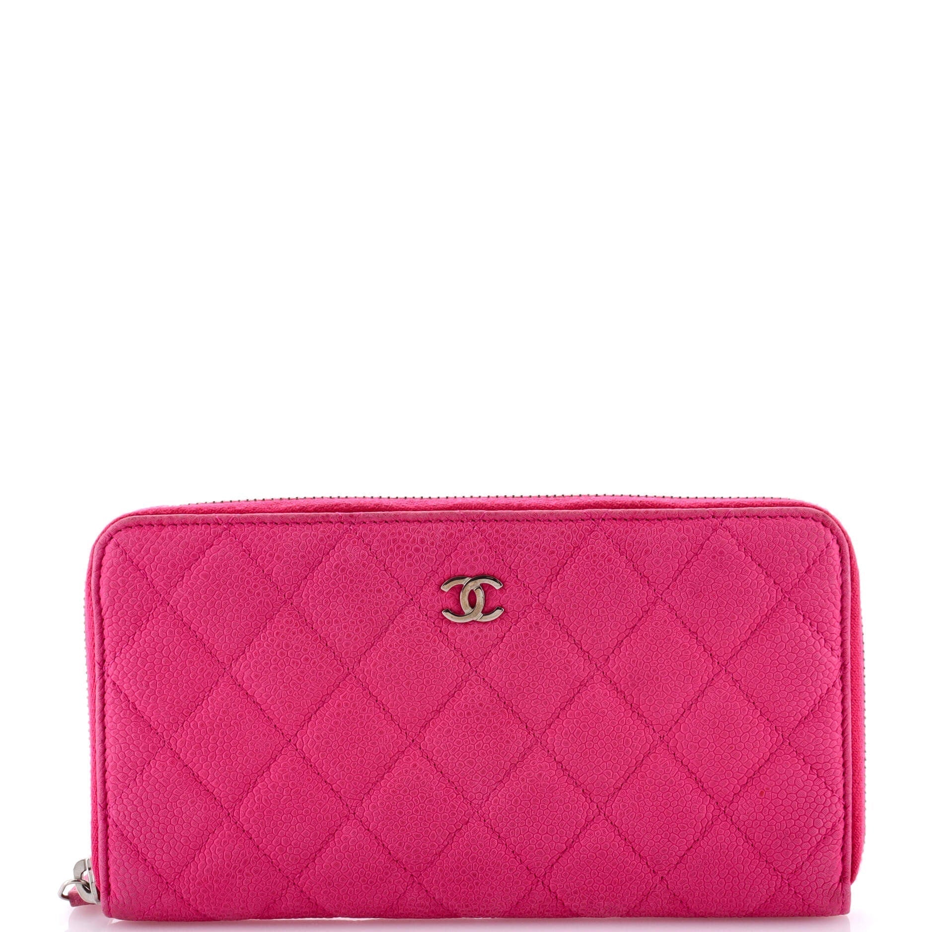 Chanel Zip Around Wallet Quilted Caviar Long