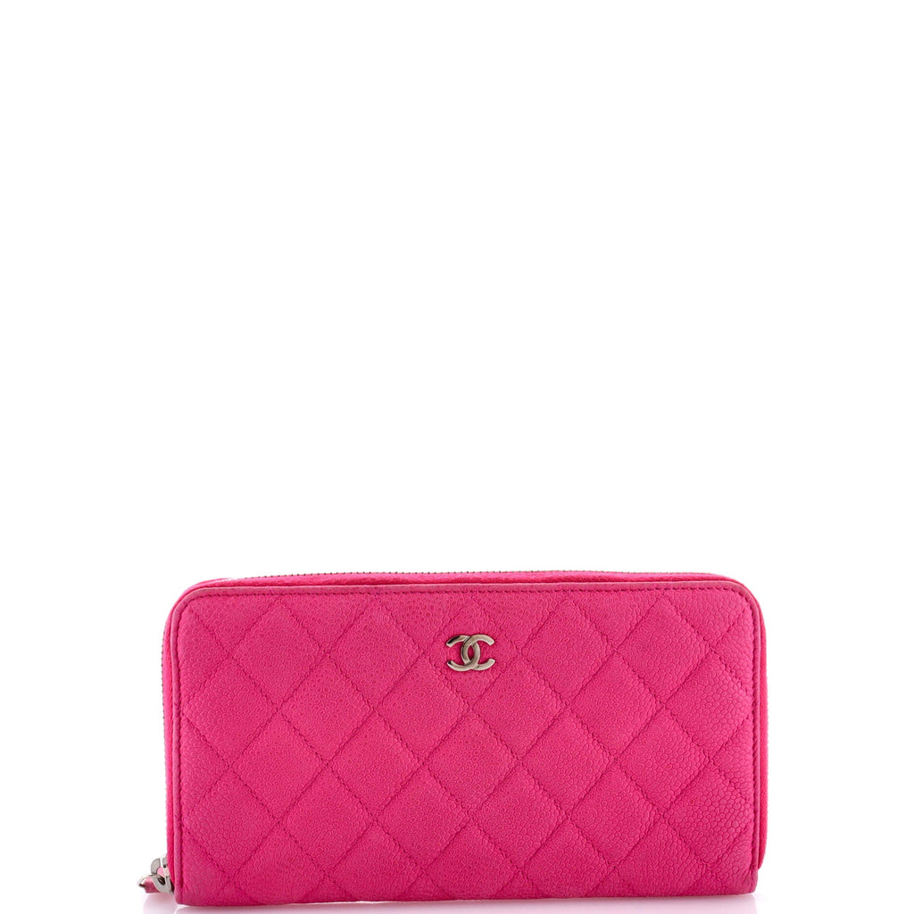Chanel Zip Around Wallet Quilted Caviar Long