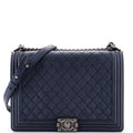 Chanel Boy Flap Bag Quilted Metallic Calfskin Large