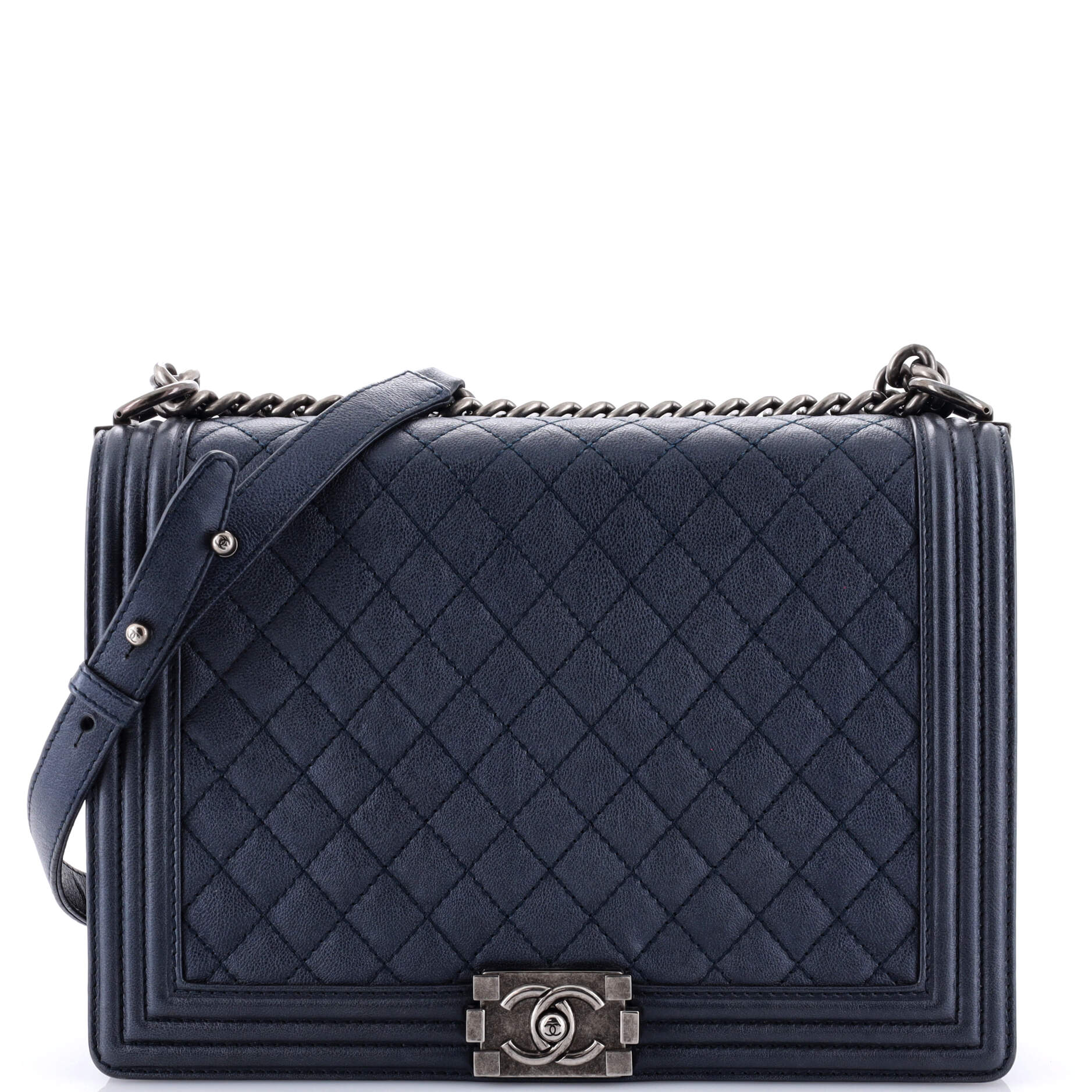 Chanel Boy Flap Bag Quilted Metallic Calfskin Large