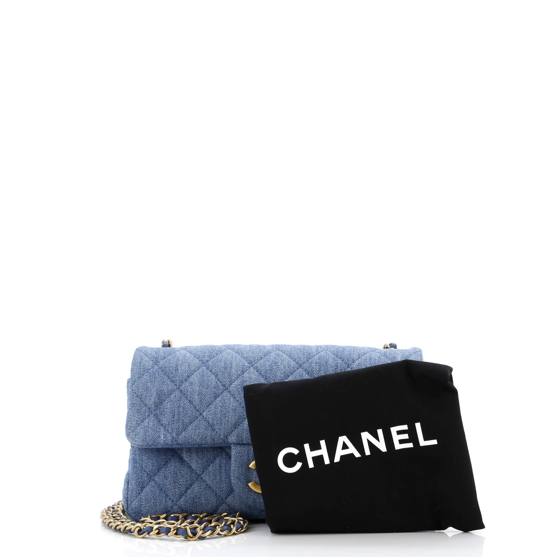 Chanel Pearl Crush Flap Bag Quilted Denim Mini