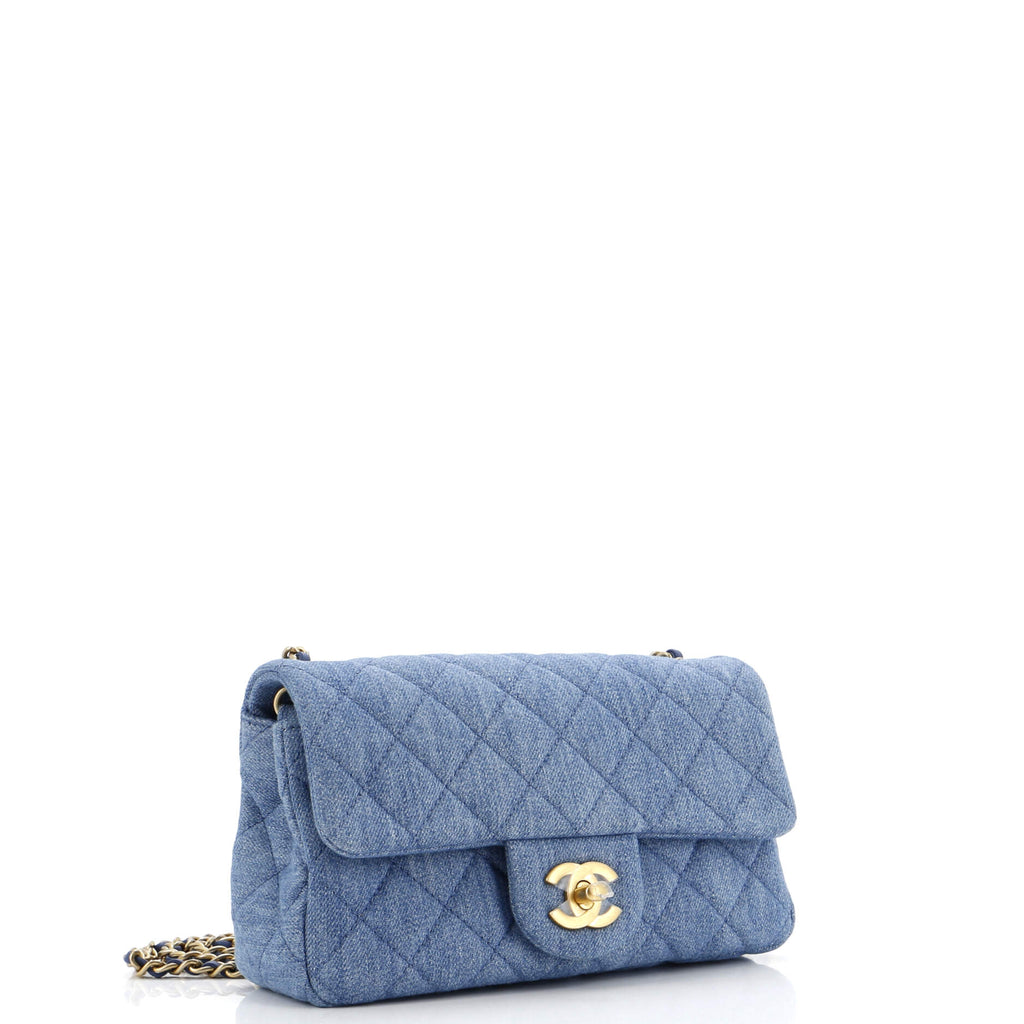 Chanel Pearl Crush Flap Bag Quilted Denim Mini