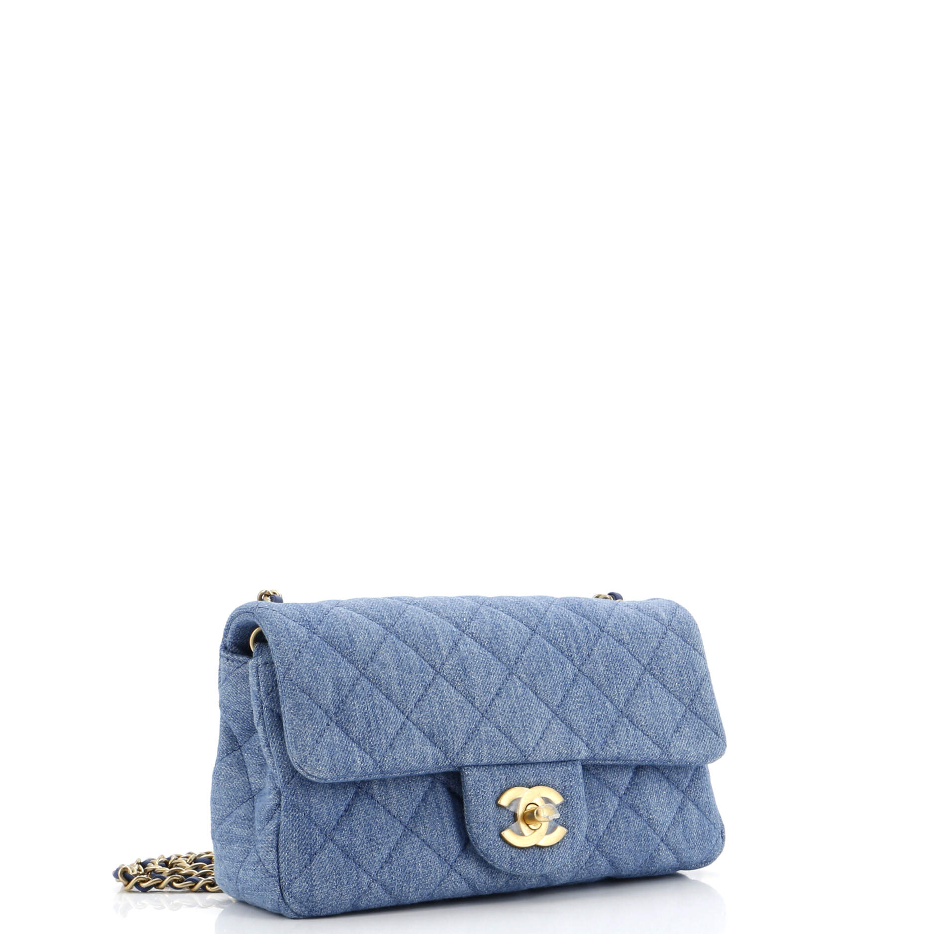 Chanel Pearl Crush Flap Bag Quilted Denim Mini