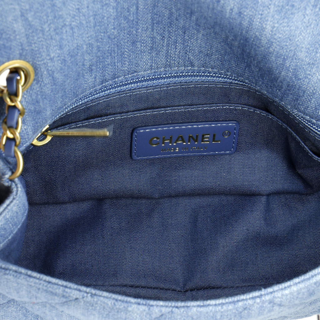 Chanel Pearl Crush Flap Bag Quilted Denim Mini