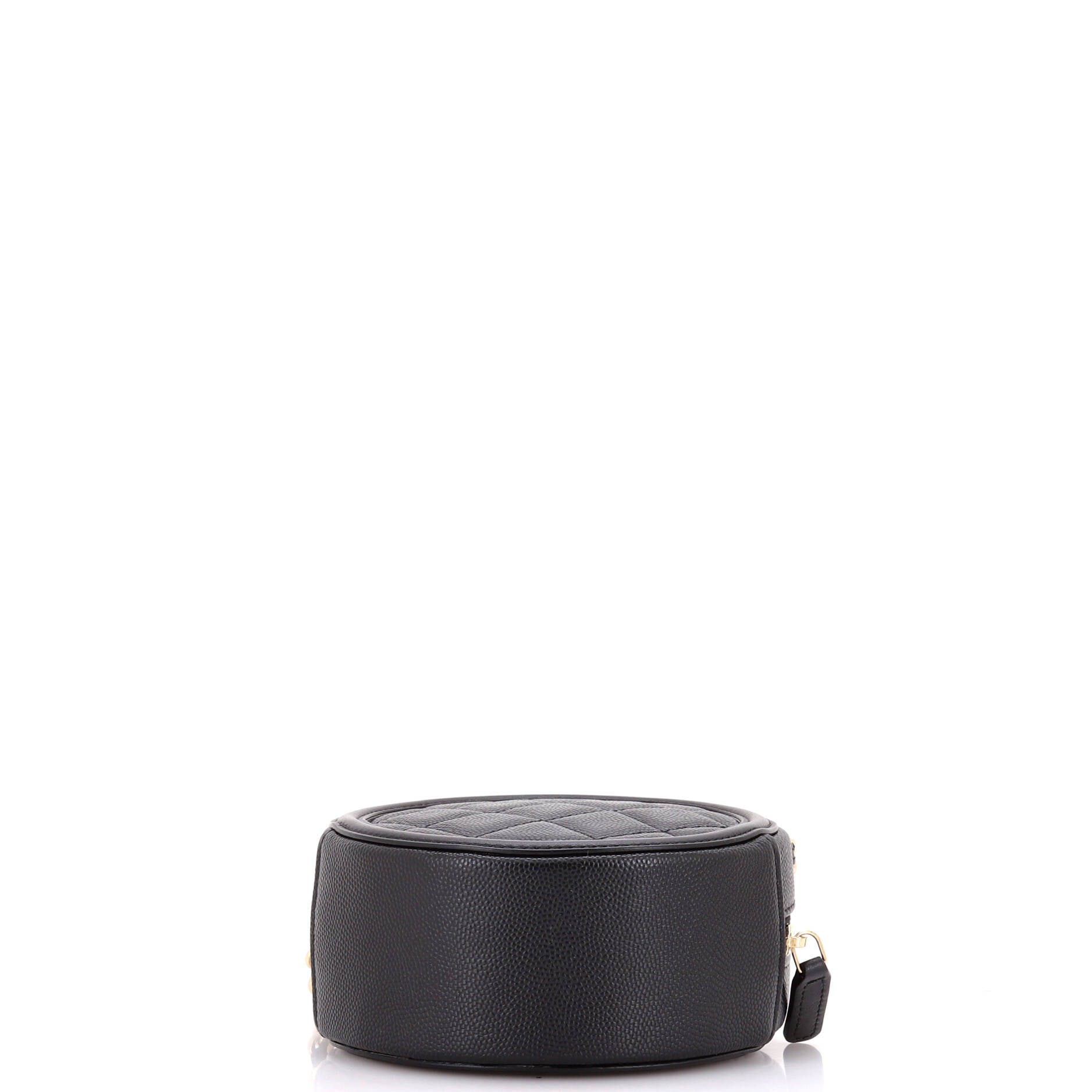Chanel Filigree Round Clutch with Chain Quilted Caviar Mini