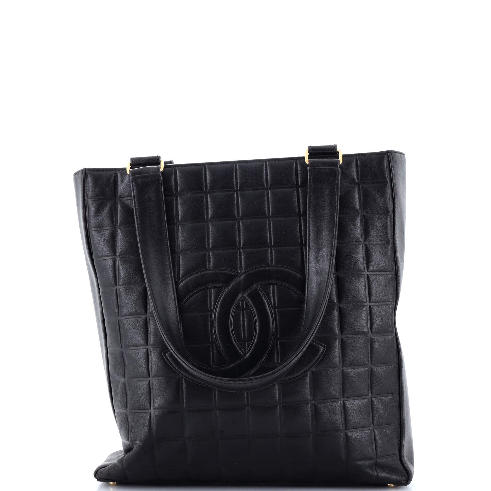 Chanel Chocolate Bar CC Tote Quilted Leather Small
