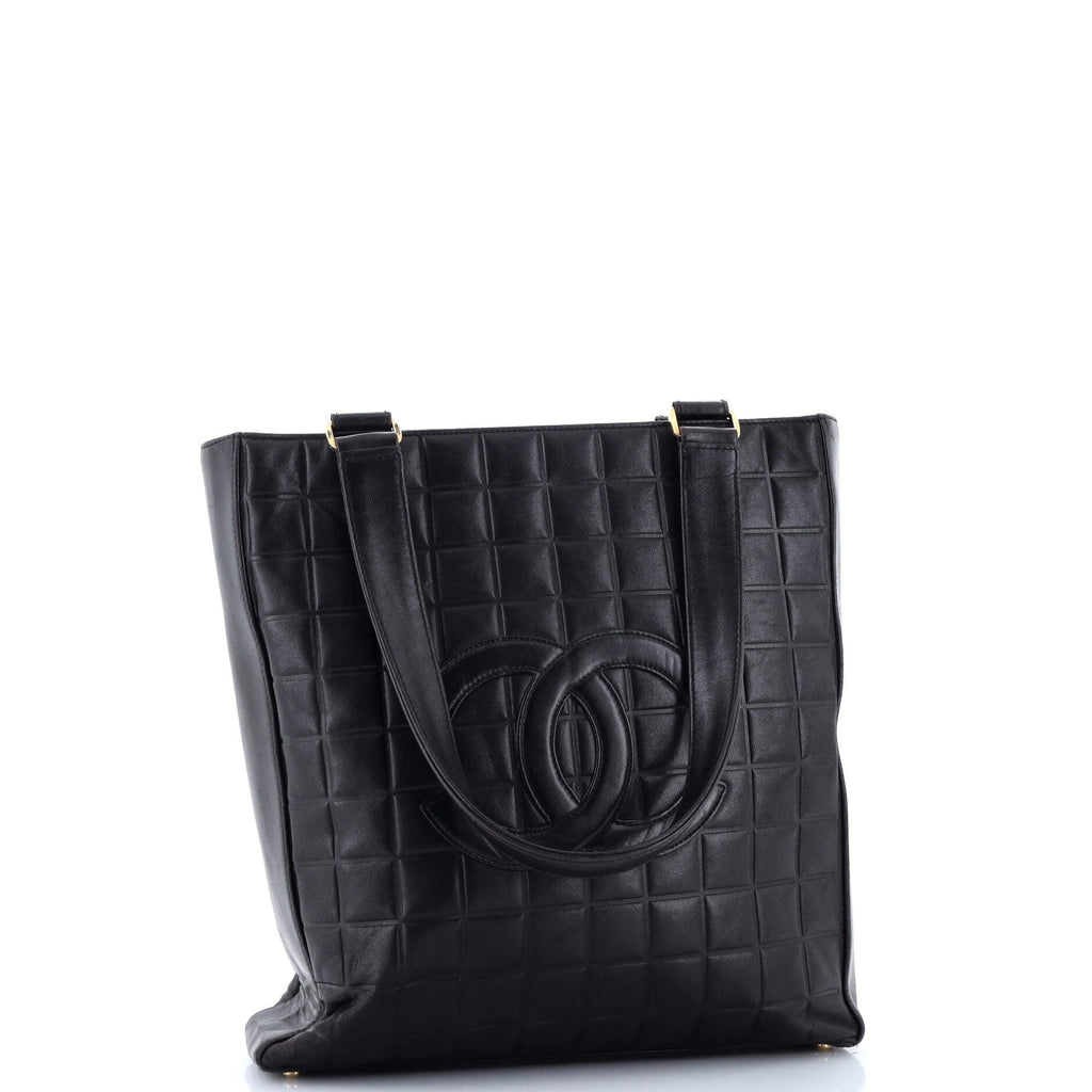 Chanel Chocolate Bar CC Tote Quilted Leather Small
