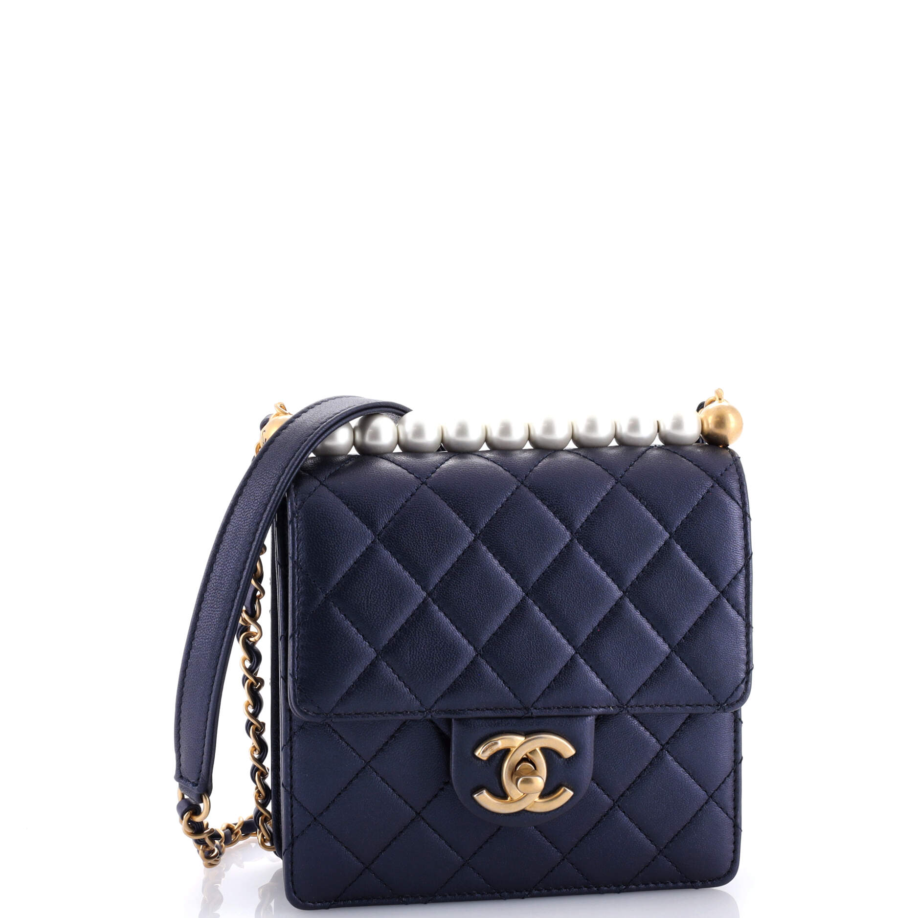 Chanel Chic Pearls Flap Bag Quilted Goatskin with Acrylic Beads Mini